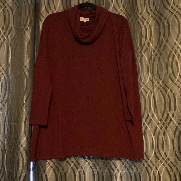 Burgundy cowl neck oversized tunic - Picture 1 of 5